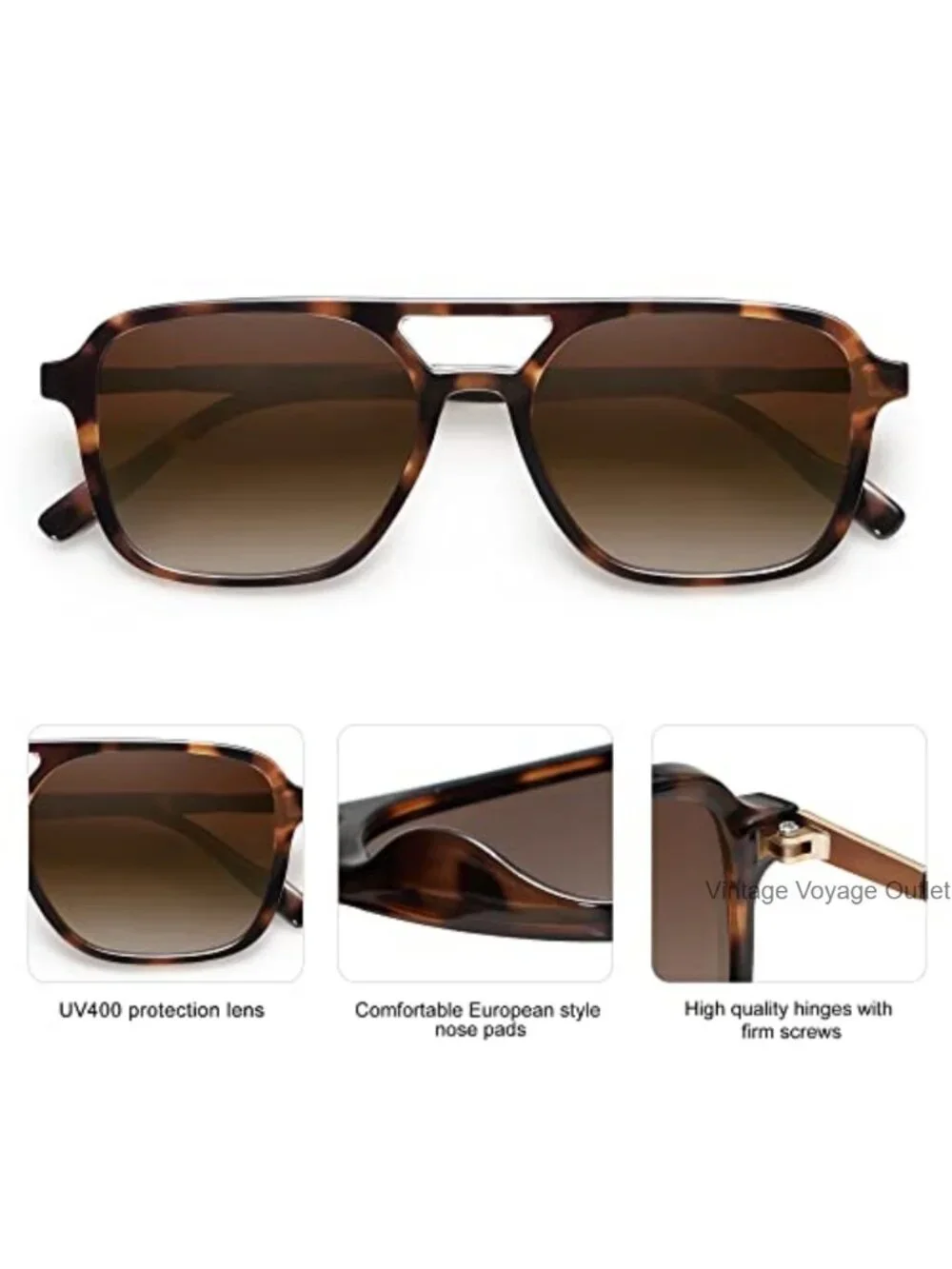 Retro Aviator Sunglasses Women Men Trendy Rectangle UV400 Protection Slim Frame